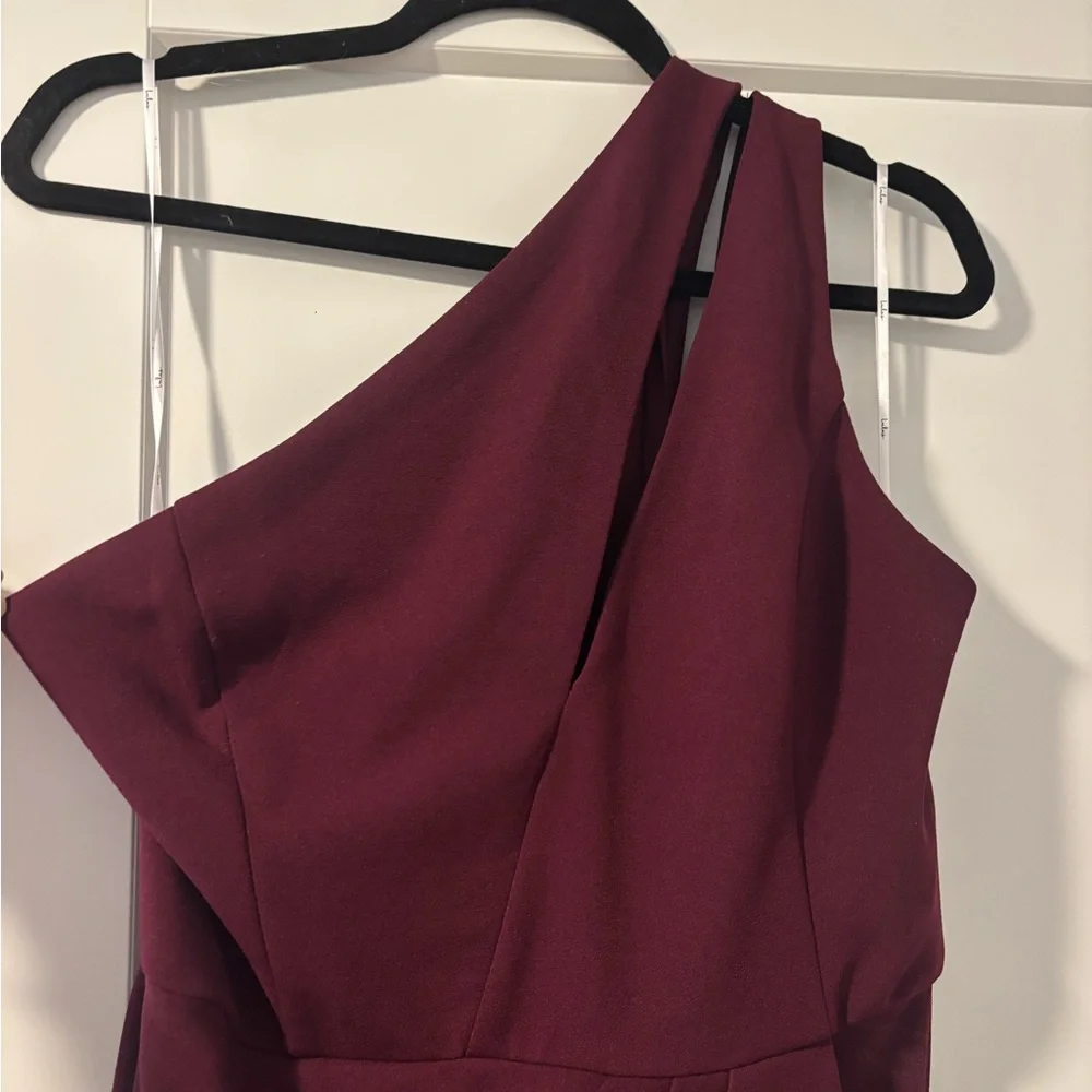 Lulu's Burgundy One-Shoulder Cutout Asymmetrical Dress - Picture 4 of 4